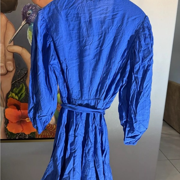 Maje Blue Ruffle Dress 38 - Picture 8 of 13